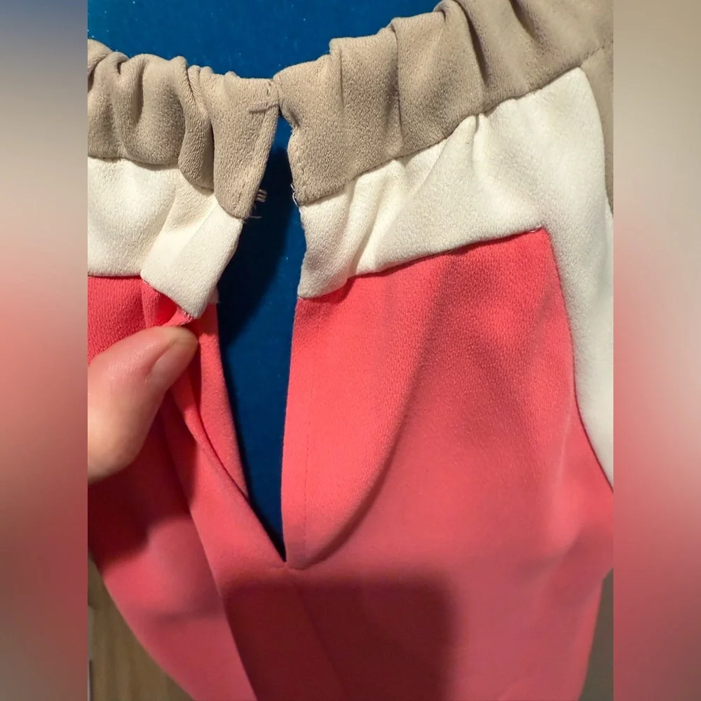 Pink Taupe and Cream Halter Shift Dress-Dry Cleaned - Picture 3 of 5